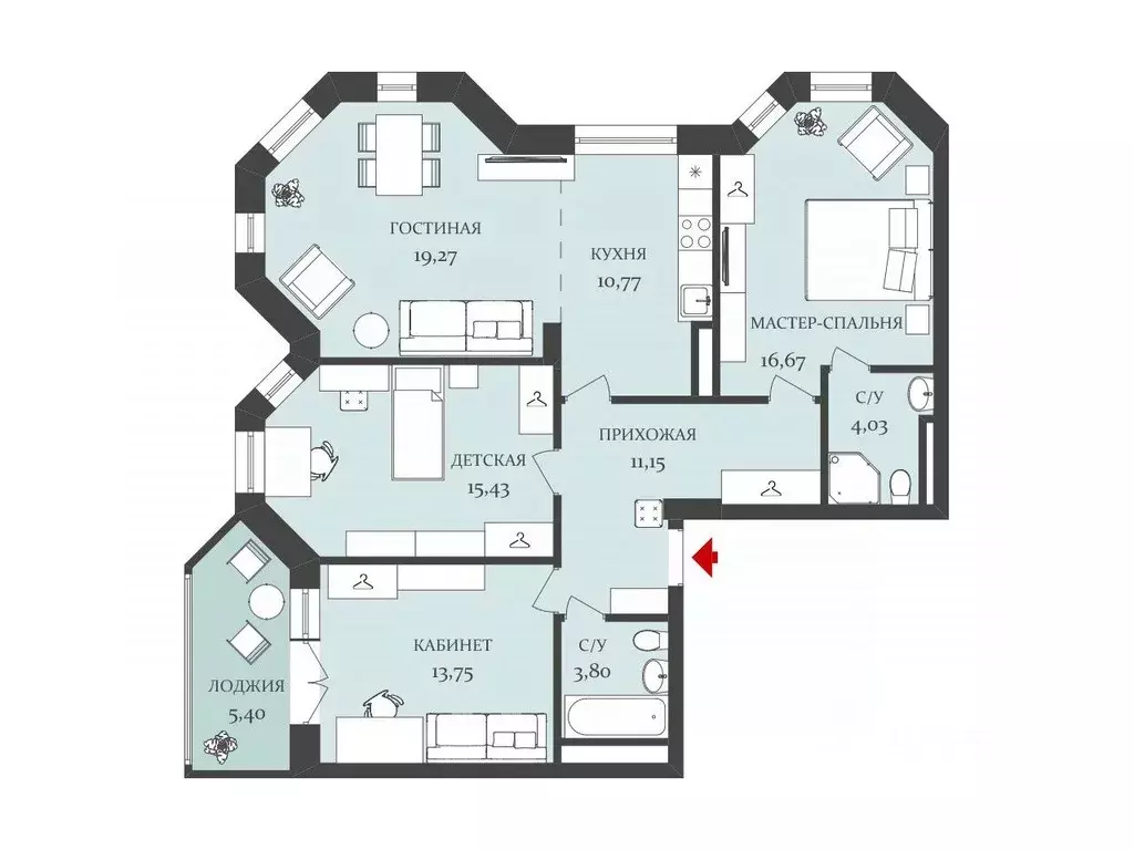 3-к кв. Волгоградская область, Волгоград ул. имени Покрышкина, 2 (94.9 ... - Фото 2