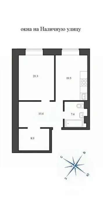 2-к кв. Санкт-Петербург Наличная ул., 26к1 (72.4 м) - Фото 2
