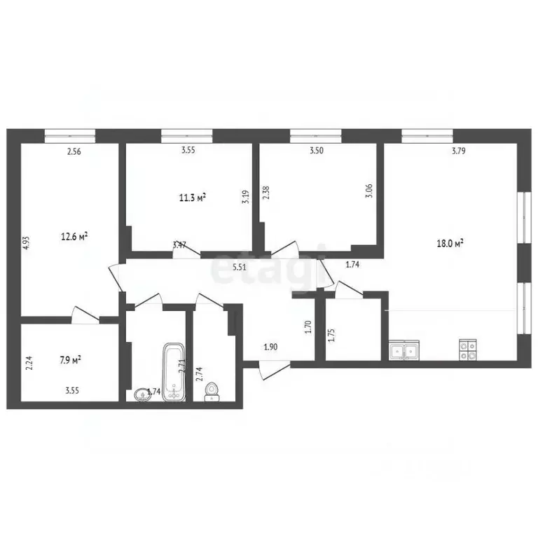3-к кв. Тюменская область, Тобольск 6-й мкр, 110к3 (84.0 м) - Фото 2