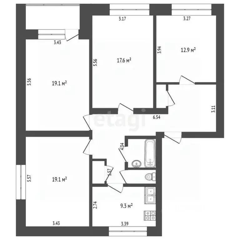 4-к кв. Тюменская область, Тюмень Первомайская ул., 25 (102.1 м) - Фото 2
