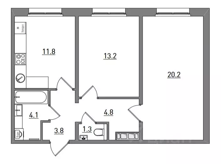 2-к кв. Кировская область, Киров ул. Чистопрудненская, 13А (59.2 м) - Фото 1