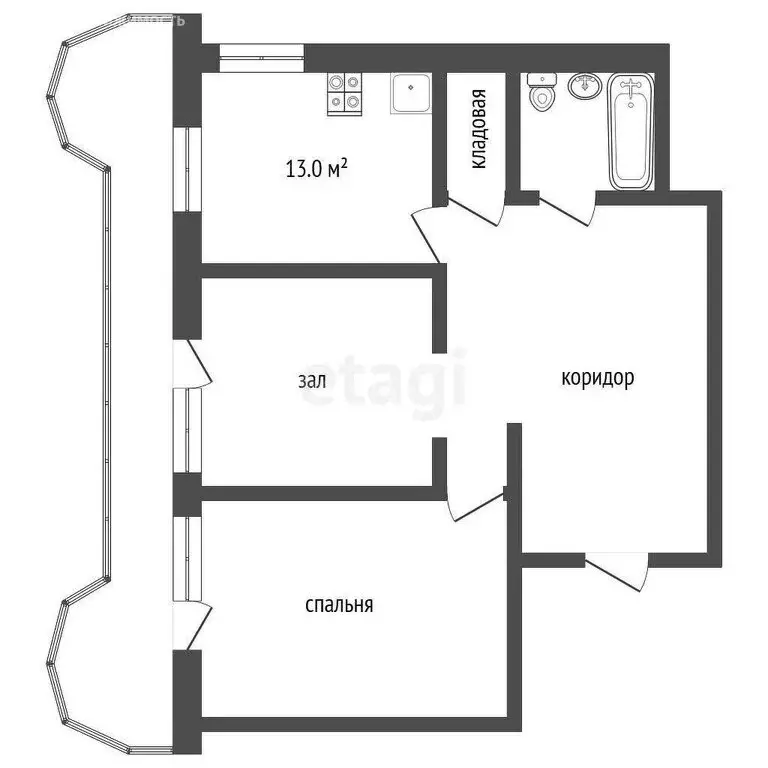 2-комнатная квартира: Абакан, улица Торосова, 17 (58.6 м) - Фото 0