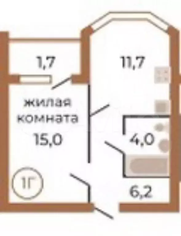 1-к. квартира, 37,3 м, 3/5 эт. - Фото 0