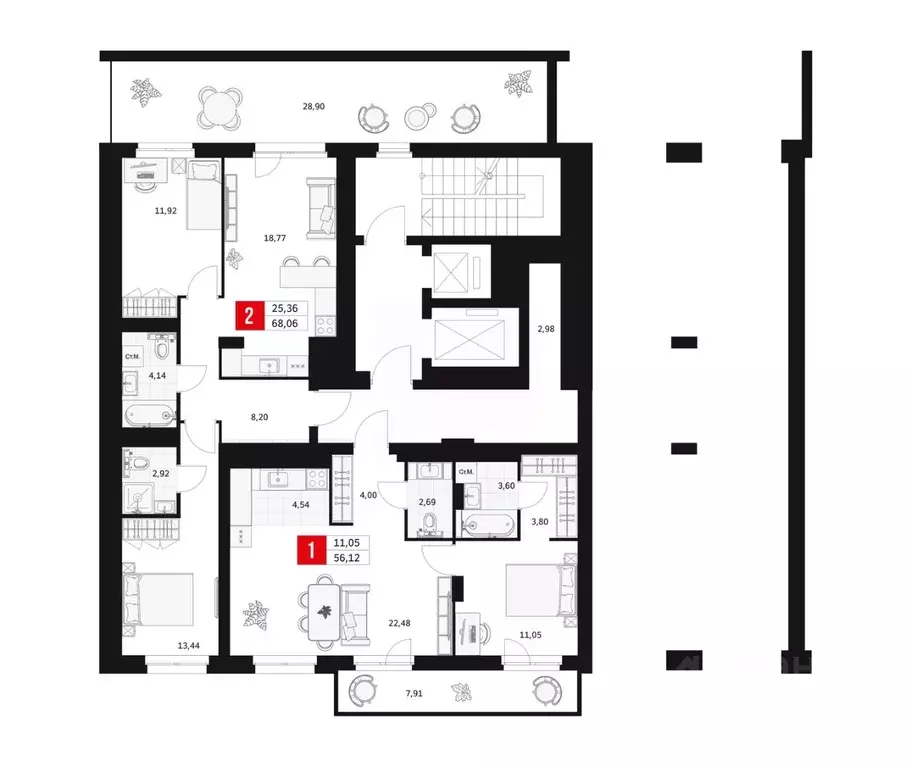 1-к кв. Башкортостан, Уфа ул. Большая Московская, 11 (56.12 м) - Фото 2