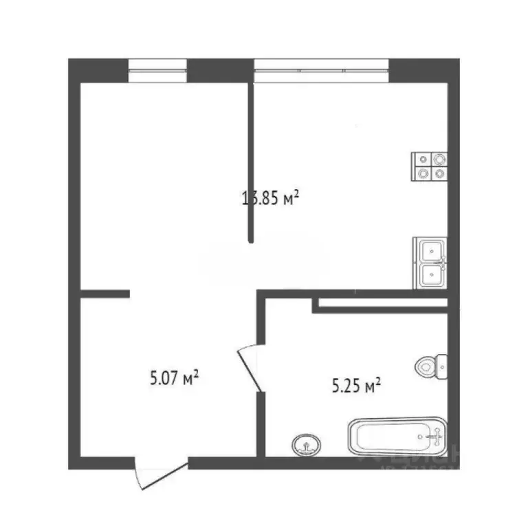 1-к кв. Тюменская область, Тюмень Ставропольская ул., 95 (24.6 м) - Фото 1