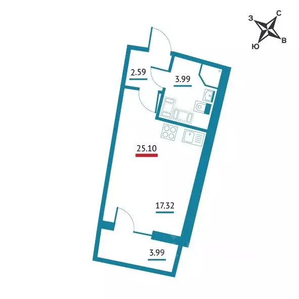 Студия Ленинградская область, Мурино Всеволожский район, Левитан жилой ... - Фото 1
