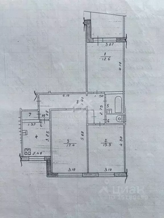 3-к кв. Татарстан, Казань ул. Адоратского, 15 (66.8 м) - Фото 2