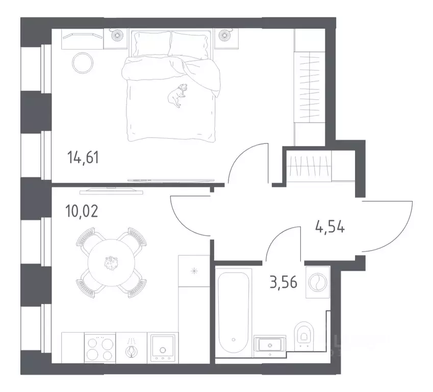 1-к кв. Татарстан, Казань Зилант Премьер жилой комплекс (32.73 м) - Фото 1