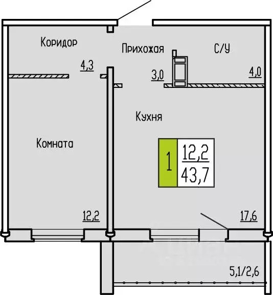 1-к кв. Курганская область, Курган ул. Карбышева, 52 (43.7 м) - Фото 0