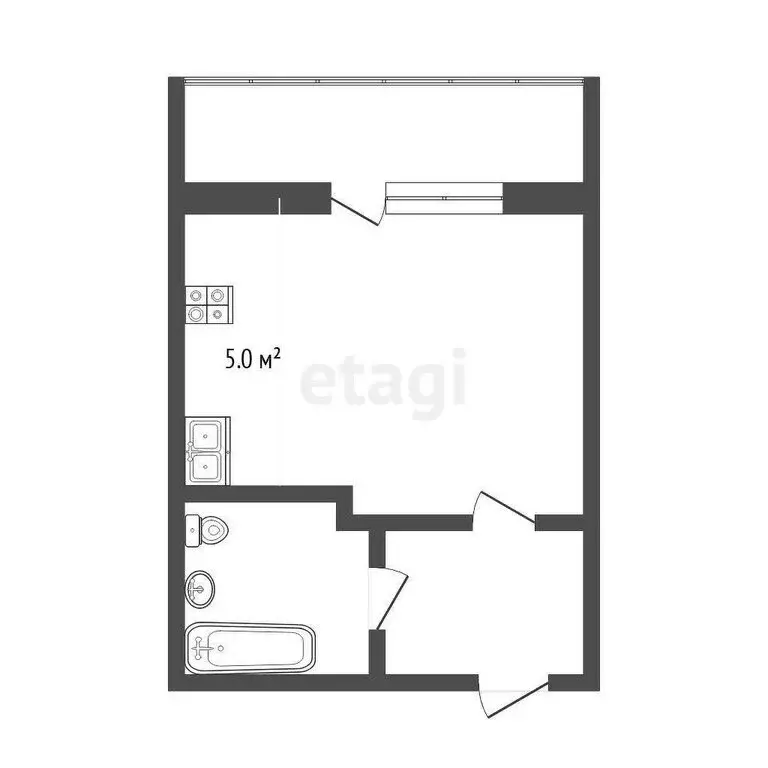 Квартира-студия: Тюмень, Верхнетарманская улица, 5 (23.4 м) - Фото 1