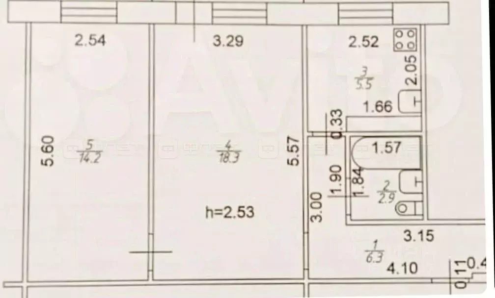 2-к кв. Татарстан, Казань ул. Дементьева, 35 (47.0 м) - Фото 1