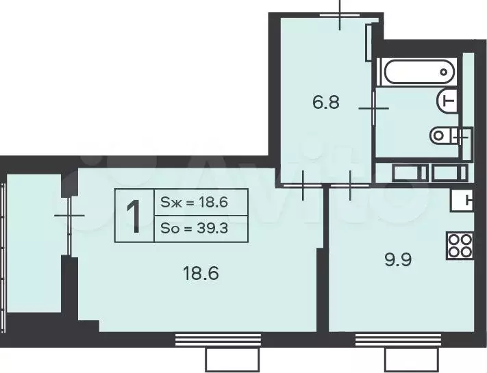 Аукцион: 1-к. квартира, 39,3 м, 14/24 эт. - Фото 1