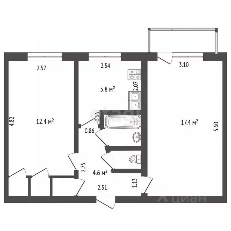 2-к кв. Удмуртия, Ижевск Удмуртская ул., 247 (45.0 м) - Фото 2