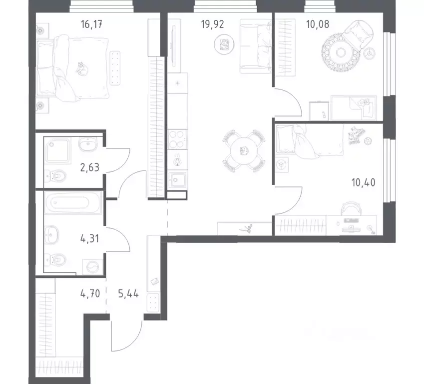 3-к кв. Нижегородская область, Нижний Новгород ул. Дружбы, 33 (73.65 ... - Фото 1