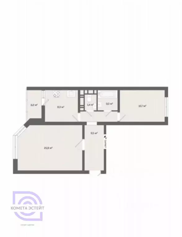 1-к кв. Москва ул. Дмитрия Ульянова, 27к1 (54.7 м) - Фото 2