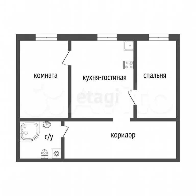 3-к. квартира, 63,8 м, 2/5 эт. - Фото 0