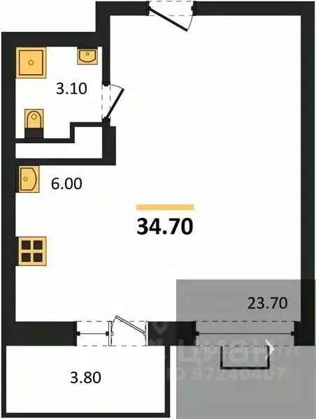 Студия Воронежская область, Воронеж Ключи мкр, Ключи-клаб жилой ... - Фото 1