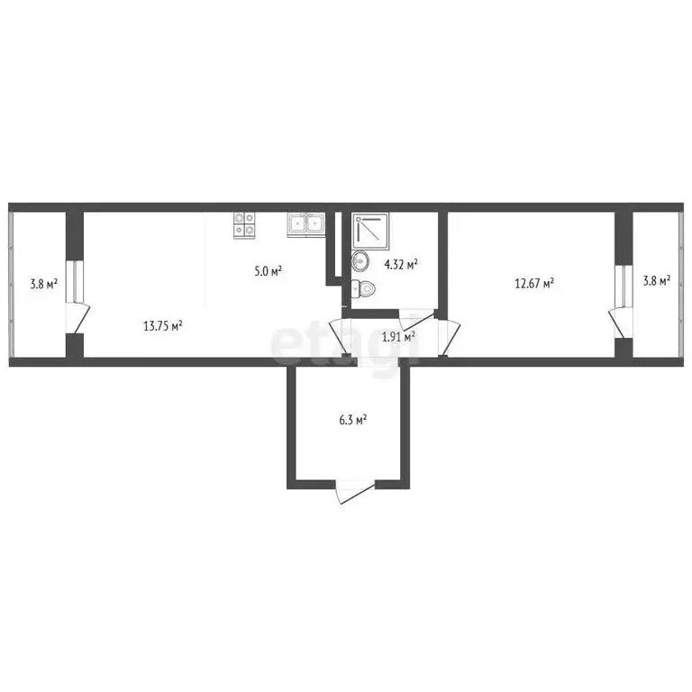 1-комнатная квартира: Анапа, улица Адмирала Пустошкина, 14 (47.75 м) - Фото 1