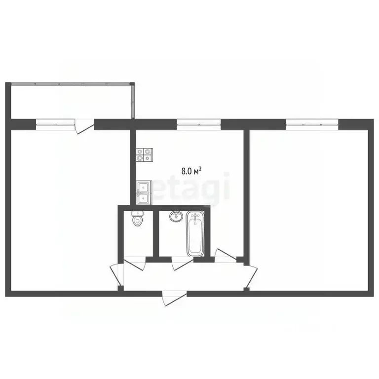 2-к кв. Тамбовская область, Тамбов Тамбов-4 тер., 16 (41.5 м) - Фото 1