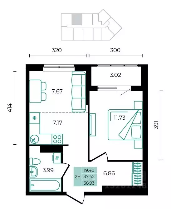 2-к кв. Адыгея, Майкопский район, пос. Тульский  (38.93 м) - Фото 1
