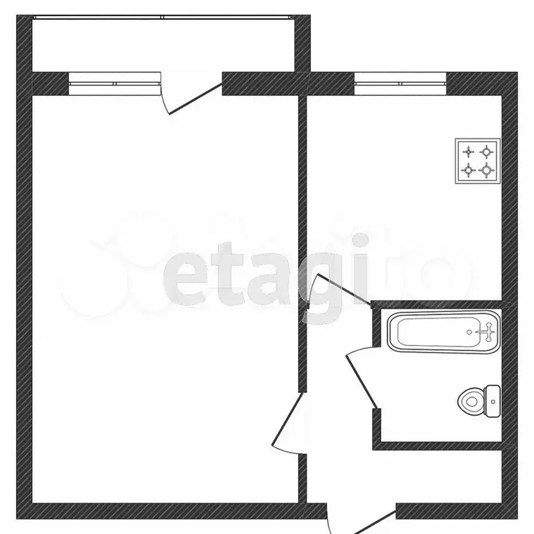 1-к. квартира, 36,6 м, 1/5 эт. - Фото 0