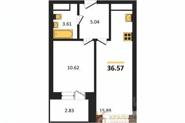 1-к кв. Воронежская область, Воронеж Транспортная ул., 58 (36.57 м) - Фото 0