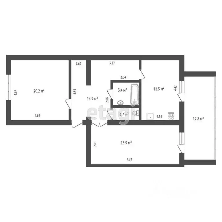 2-к кв. Крым, Сакский район, с. Уютное ул. Садовая, 51кБ (80.0 м) - Фото 2