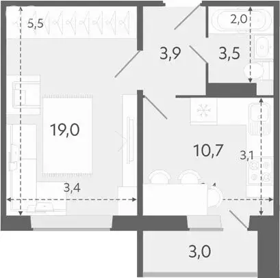 1-комнатная квартира: Новосибирск, улица Титова, 252 (40 м) - Фото 0