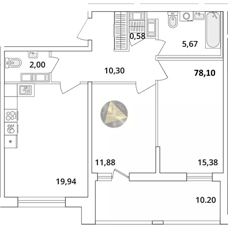 2-комнатная квартира: Санкт-Петербург, Кубинская улица, 82к3с1 (78.1 ... - Фото 1