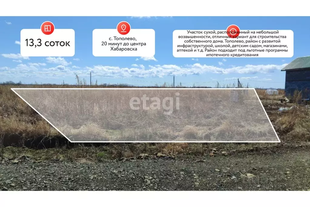 Участок в Хабаровский край, Хабаровский район, Тополевское с/пос, с. ... - Фото 1