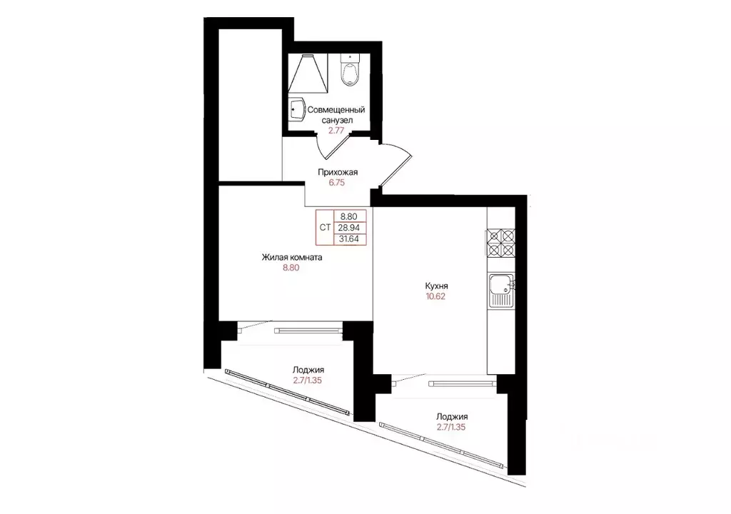 1-к кв. Татарстан, Казань Лето жилой комплекс (31.64 м) - Фото 1