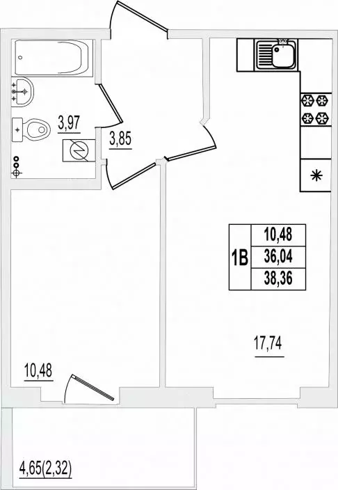 1-к кв. Псковская область, Псков ул. Крестки, 9 (38.36 м) - Фото 0