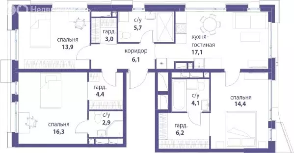 1-комнатная квартира: Москва, ЮВАО, район Лефортово, ЖК Символ (35.9 ... - Фото 1