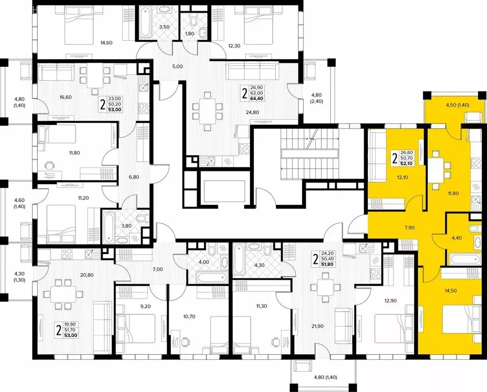 2-комнатная квартира: Сукко, жилой комплекс Кипарис (52.1 м) - Фото 1