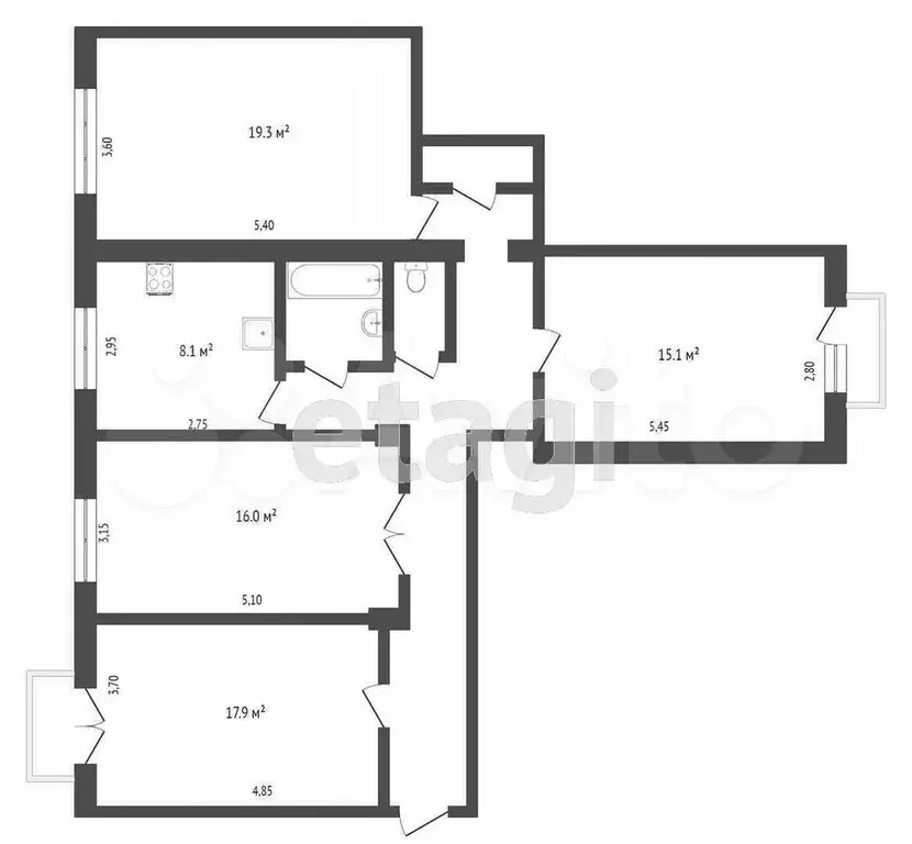 4-к. квартира, 100 м, 4/5 эт. - Фото 0