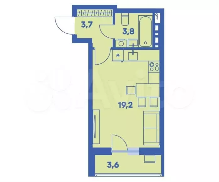 1-к. квартира, 28,5 м, 6/8 эт. - Фото 0