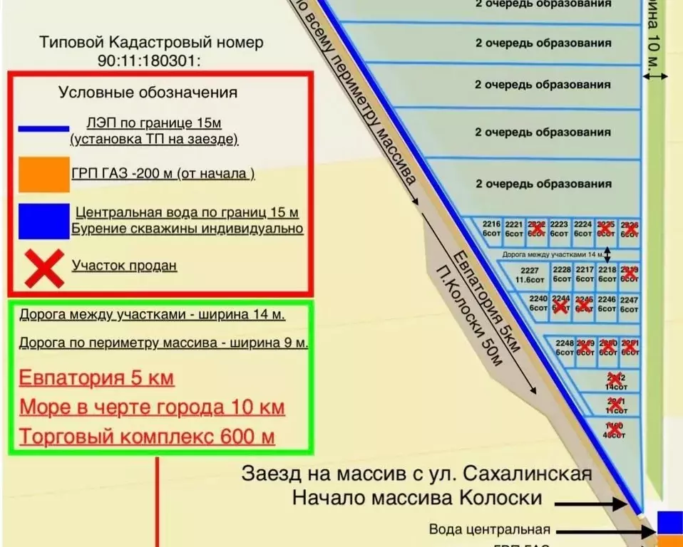 Участок в Крым, Сакский район, Ромашкинское с/пос, с. Колоски  (6.0 ... - Фото 1