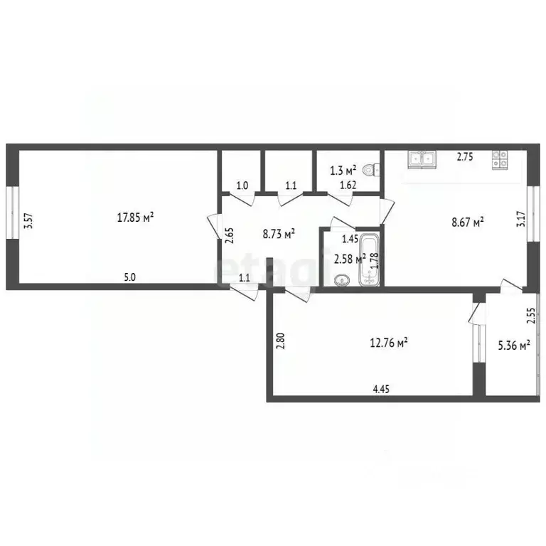 2-к кв. Крым, Красноперекопск ул. Ломоносова, 8 (53.0 м) - Фото 2