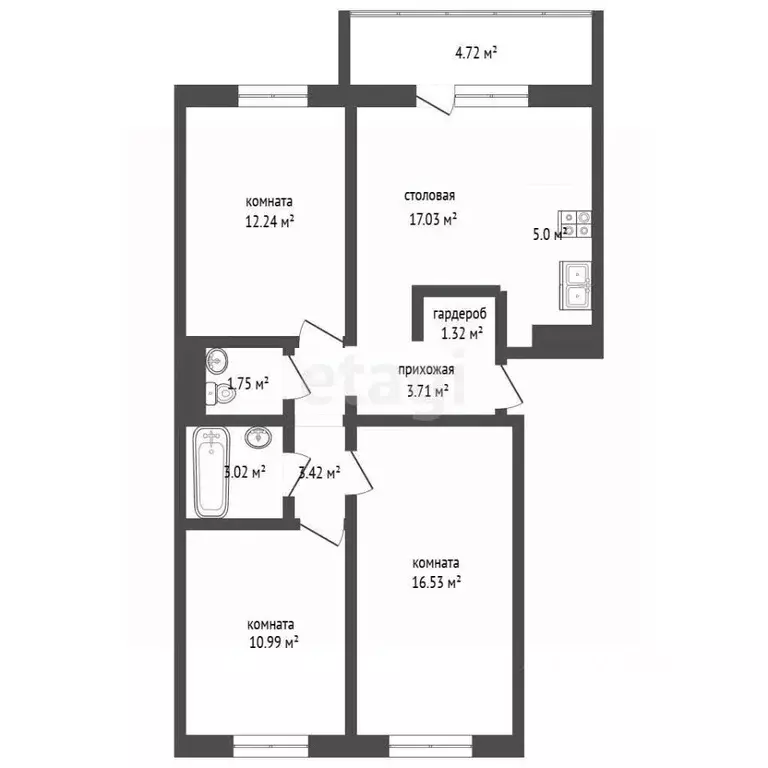 3-к кв. Челябинская область, Миасс просп. Макеева, 84 (70.0 м) - Фото 2