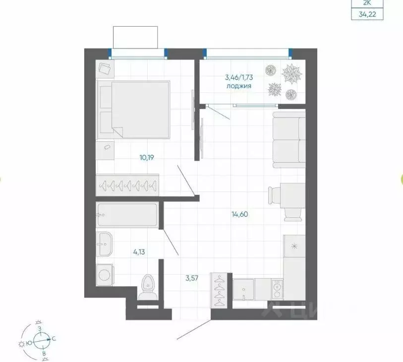 2-к кв. Челябинская область, Челябинский городской округ, пос. ... - Фото 1