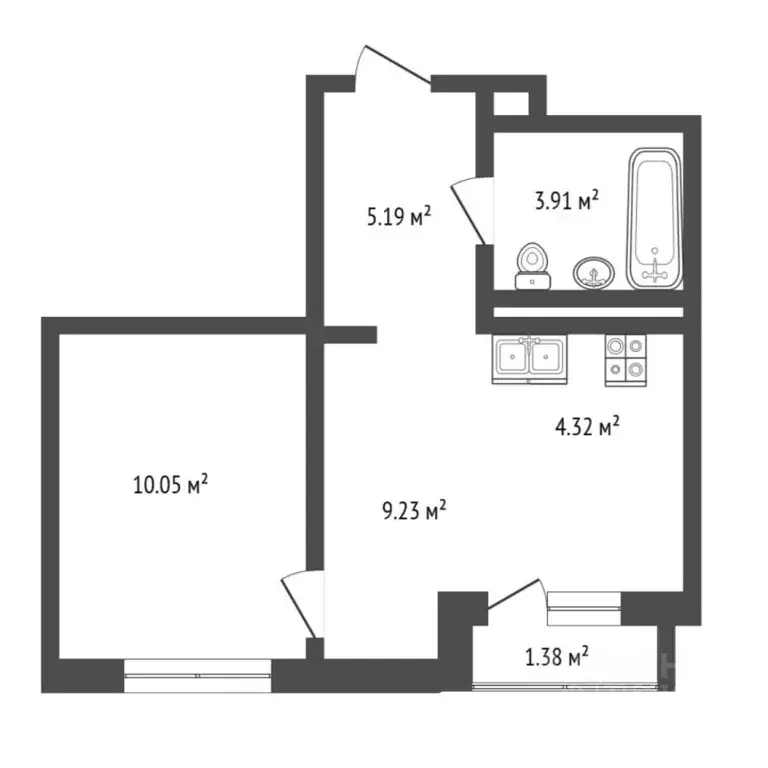 1-к кв. Тюменская область, Тюмень ул. Андрея Кореневского, 7 (32.7 м) - Фото 2