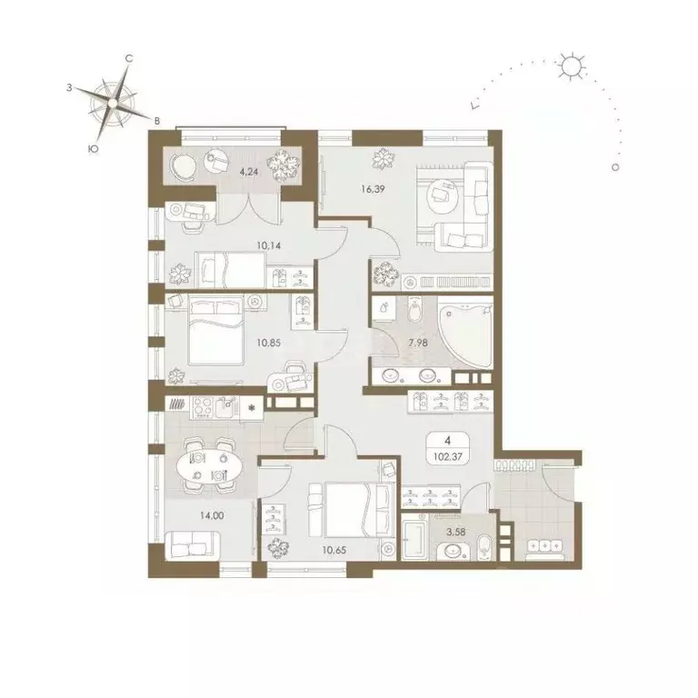 4-к кв. Ульяновская область, Ульяновск ул. Воробьева, 77к2 (98.2 м) - Фото 2