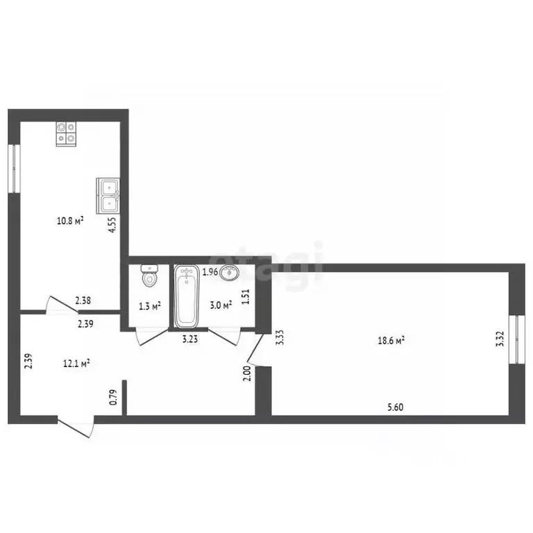 1-к кв. Санкт-Петербург пос. Шушары, Московское ш., 282 (45.8 м) - Фото 2