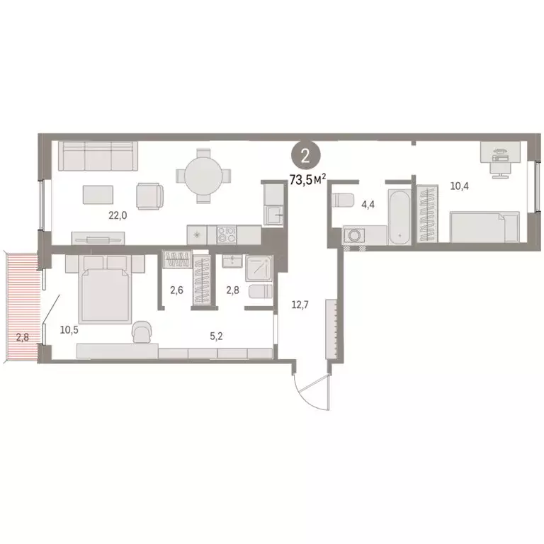 2-комнатная квартира: Курган, жилой район Центральный, ЖК Дом Кино ... - Фото 2