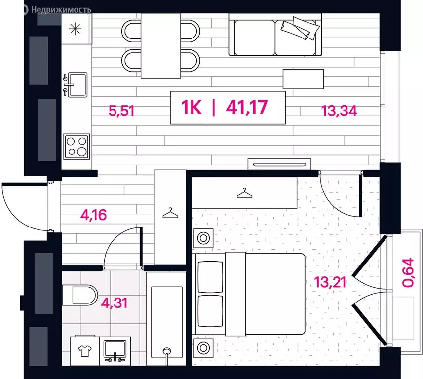 1-комнатная квартира: Омск, ЖК Пушкина 77 (41.17 м) - Фото 0
