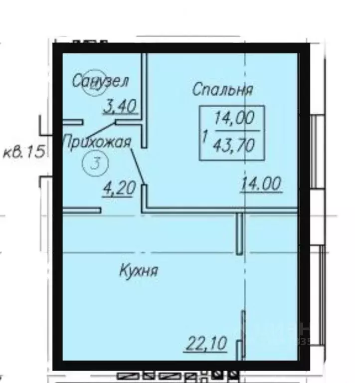 1-к кв. Оренбургская область, Оренбург Ростоши Премьер мкр,  (43.7 м) - Фото 2