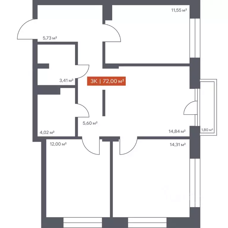 3-к кв. Томская область, Томск Красноармейская ул., 144 (72.0 м) - Фото 1