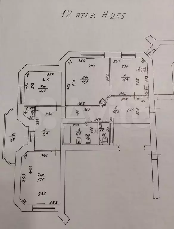 3-к. квартира, 85,7 м, 12/14 эт. - Фото 0