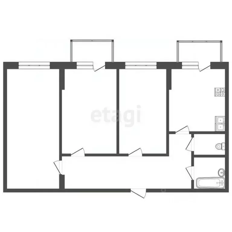 3-к кв. Саха (Якутия), Якутск ул. Летчицы Веры Захаровой, 17/1 (74.3 ... - Фото 2
