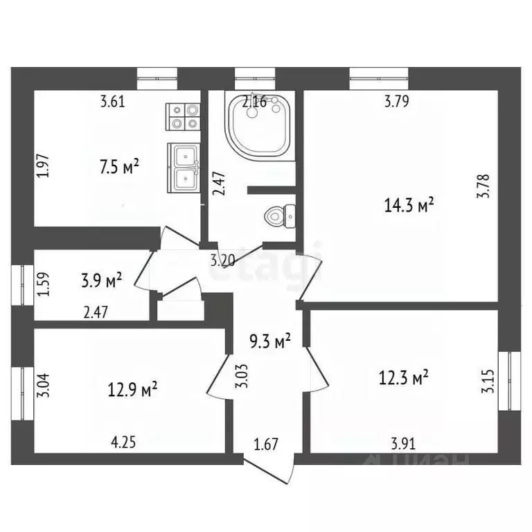 3-к кв. Московская область, Коломна ул. Октябрьской Революции, 368 ... - Фото 2